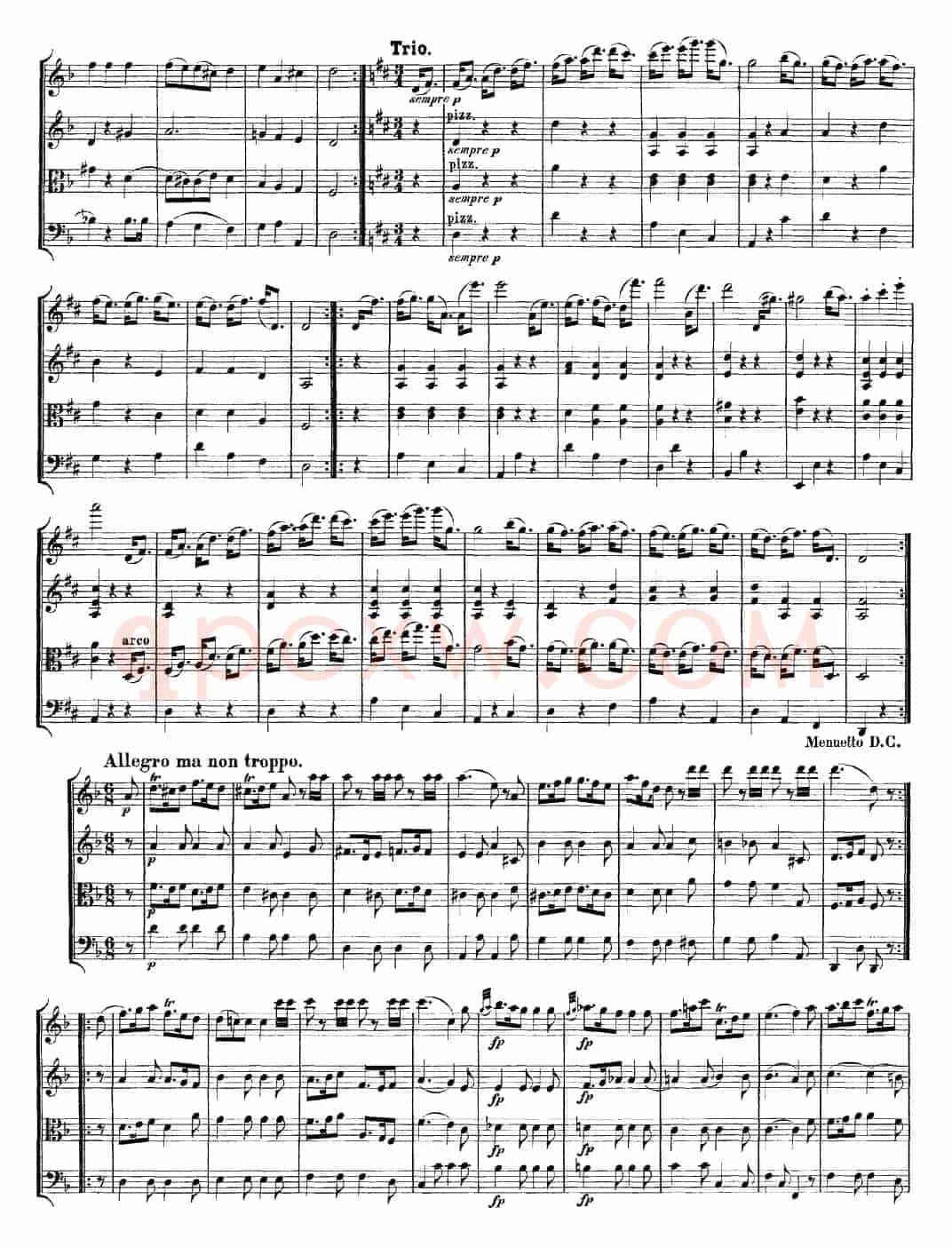 Mozart《Quartet No.15 in D Minor,K.421》（总谱）