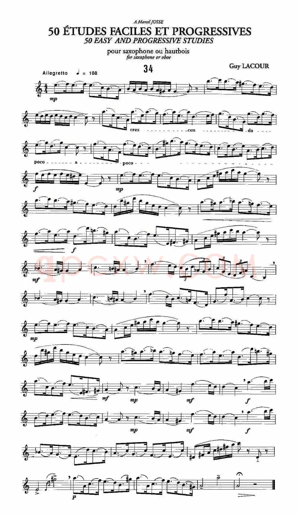 Guy Lacour 50 首萨克斯练习曲之34
