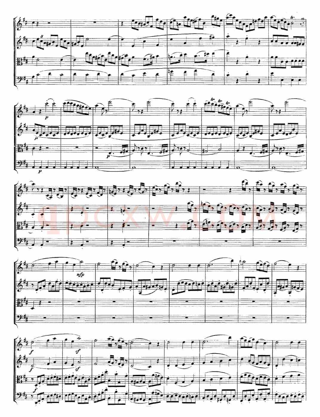 Mozart《Quartet No.21 in D Major,K.575》（总谱）