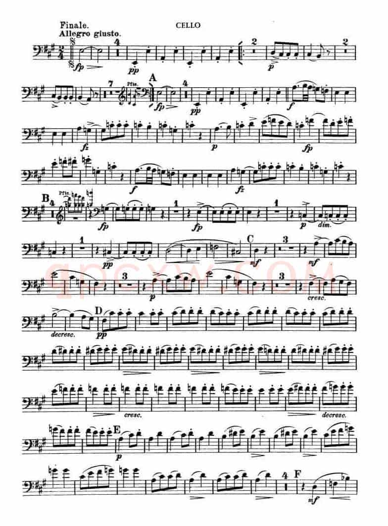 TROUT-QUARTET（大提琴谱）