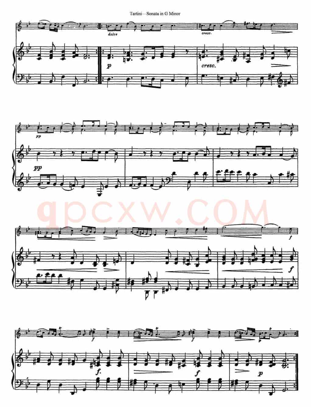 Violin Sonata in G Minor（The Devil's Trill）（小提琴+钢琴伴奏）