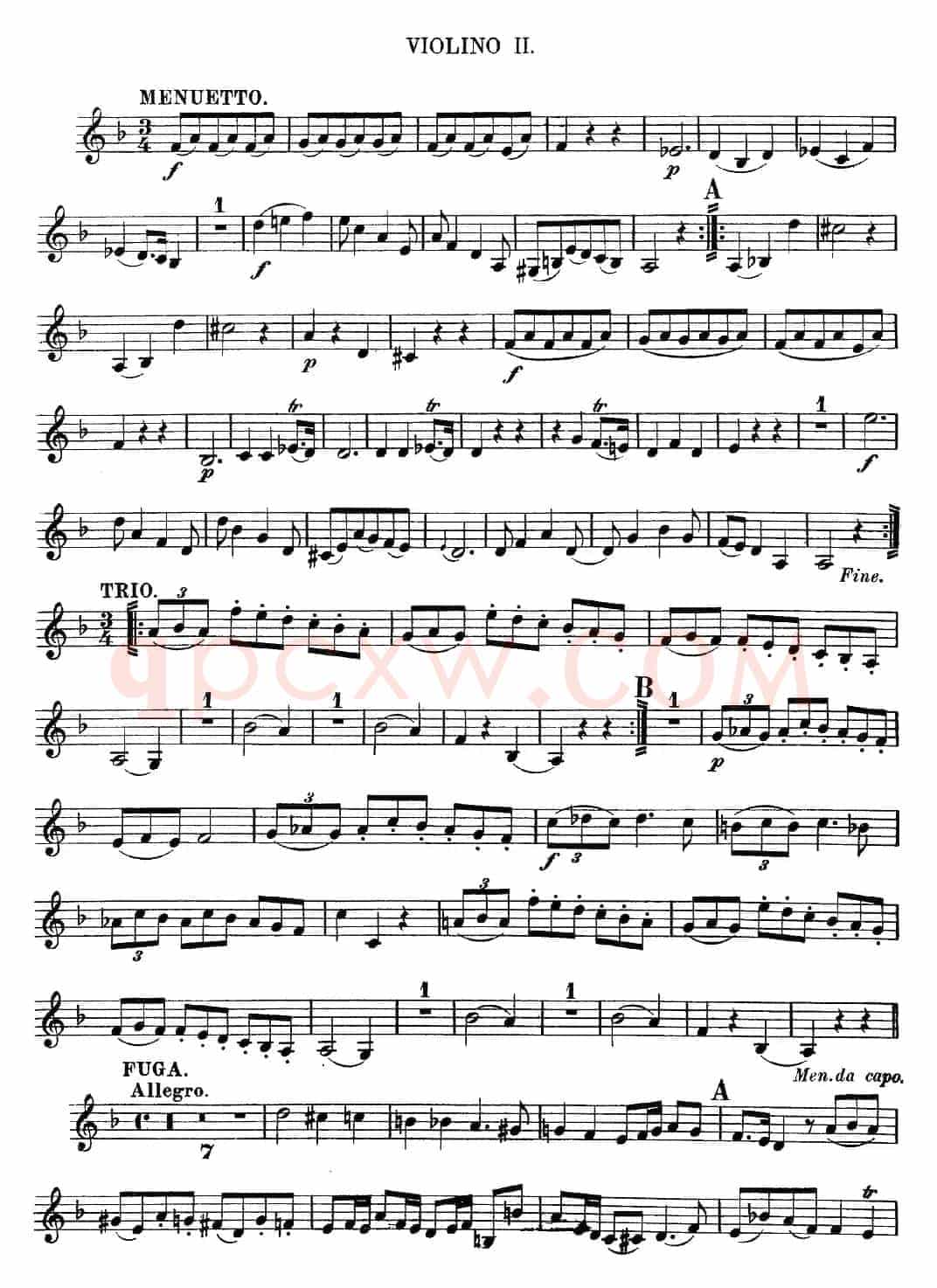 Mozart《Quartet No.13 in D Minor,K.173》（Violin 2分谱）
