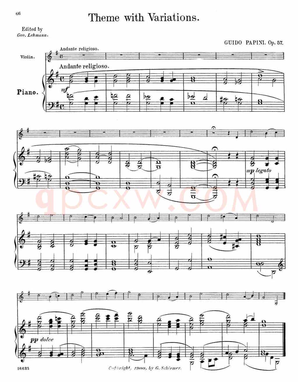 25首小提琴曲合集:Theme with Variations.(GUIDO PAPINI. Op.57)(小提琴+钢琴伴奏)
