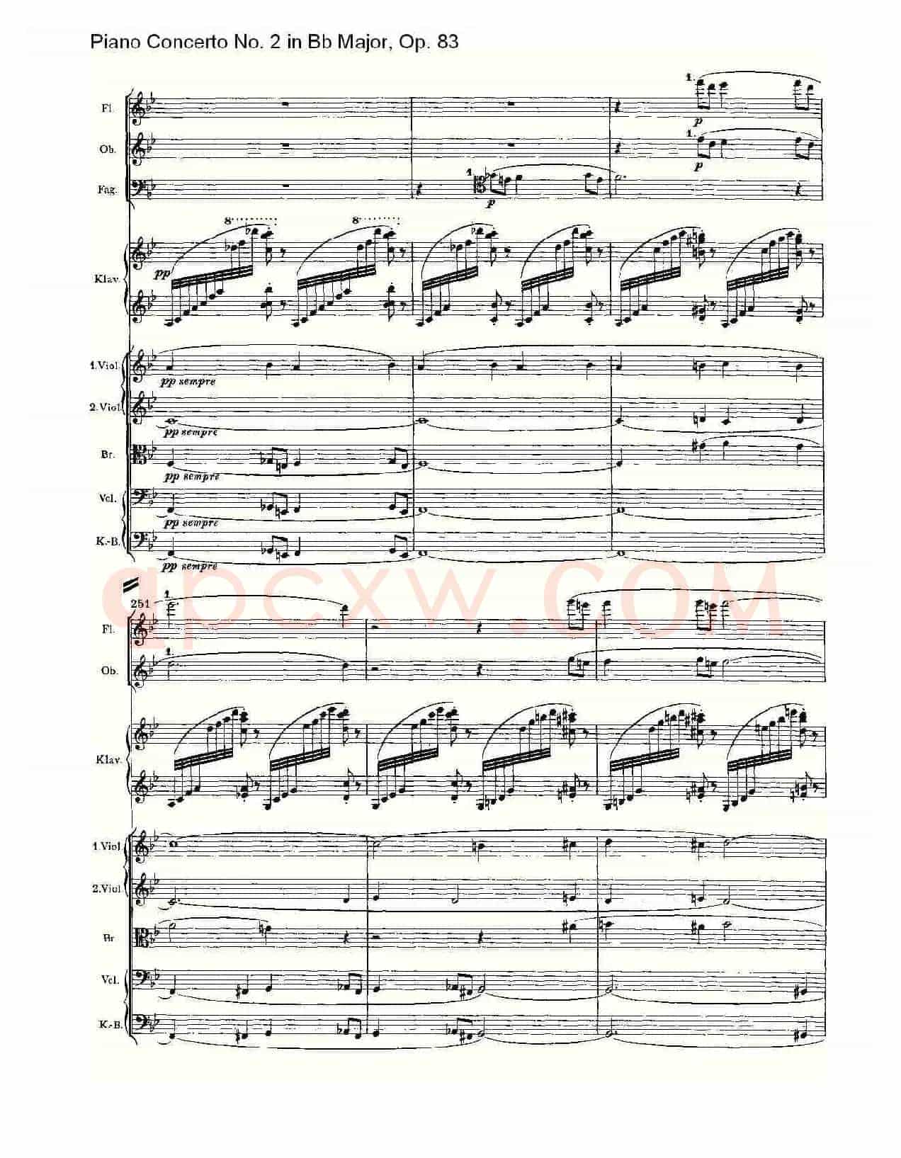 Bb大调钢琴第二协奏曲, Op.83第一乐章(一)