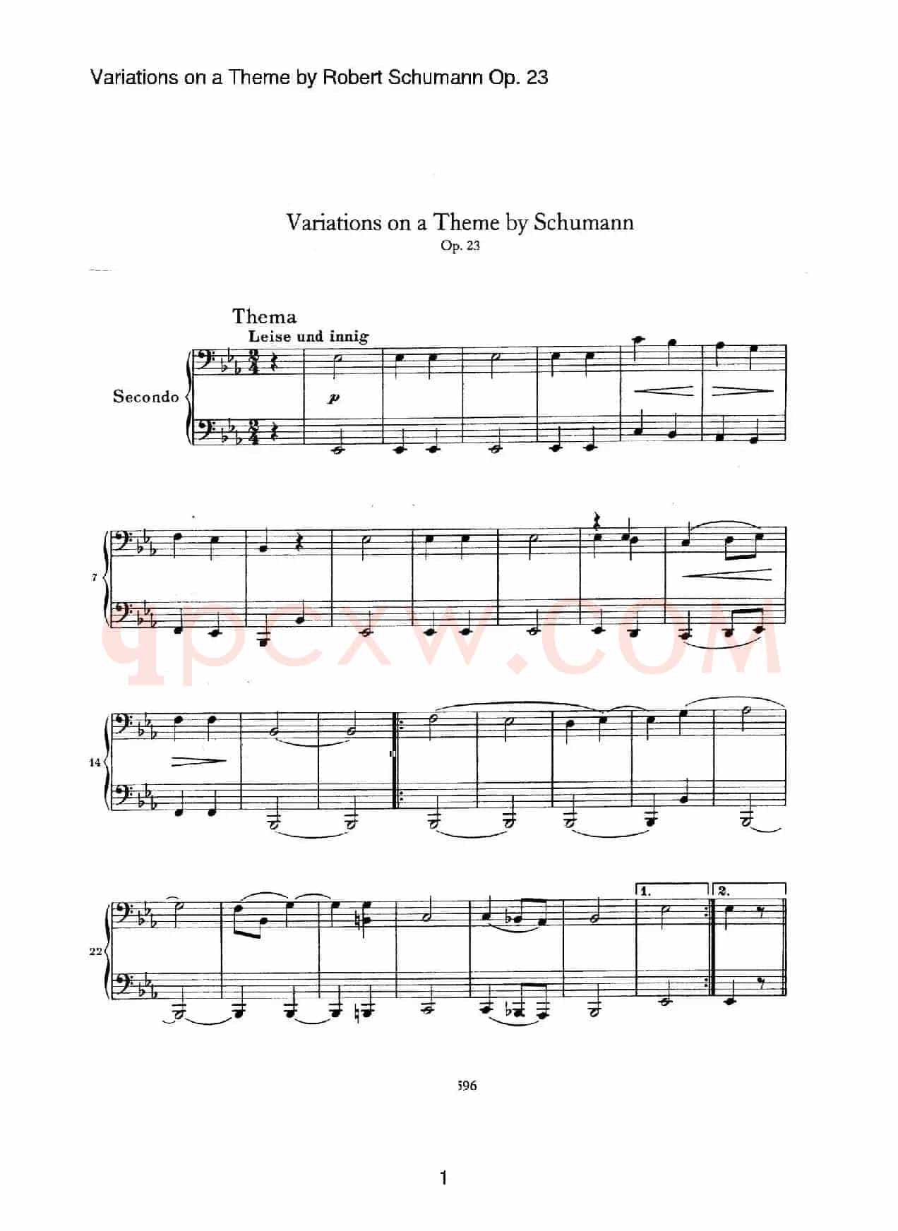 Variations on a Theme by Robert Schumann Op.23(舒曼主题变奏曲)(四手联弹)