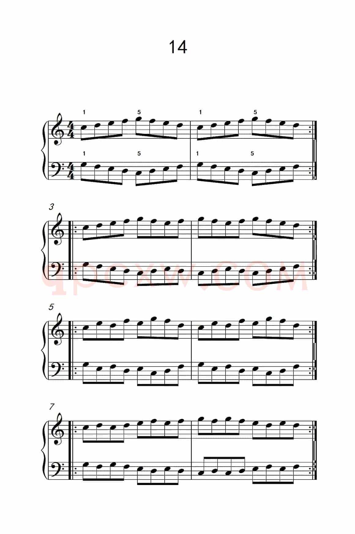三.五组基本练习14（儿童钢琴手指练习 1）
