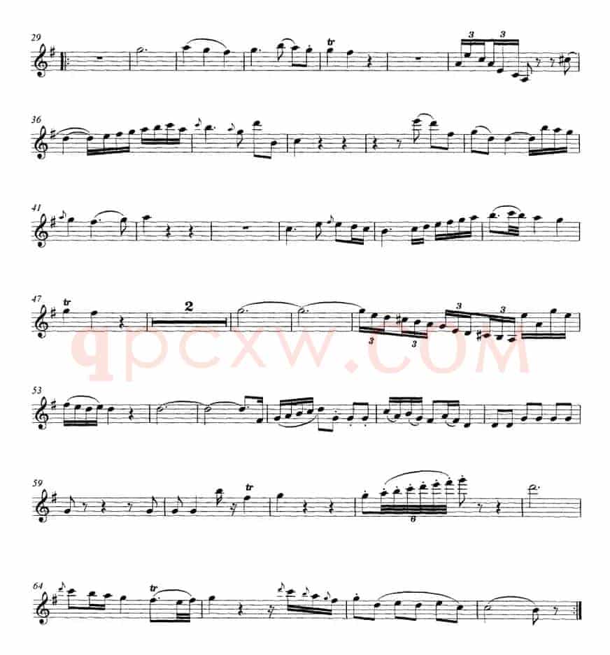 Mozart《String Quartet No.1 in G Major,K.80》（Violin Ⅱ分谱）