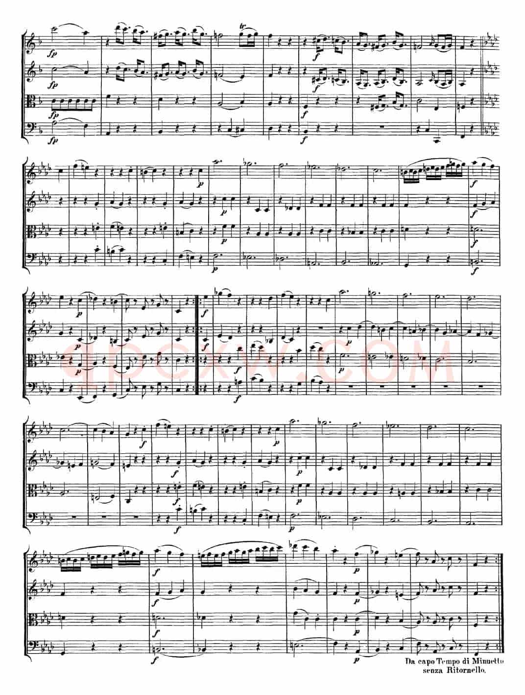 Mozart《Quartet No.5 in F Major,K.158》（总谱）