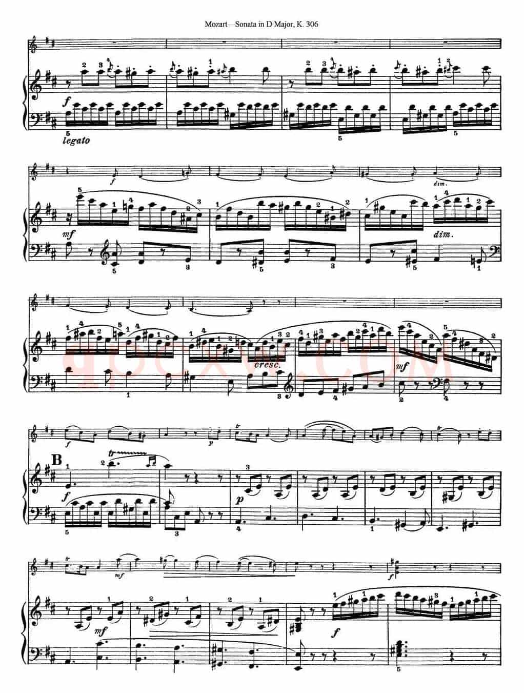 Violin Sonata in D Major K.306（小提琴+钢琴伴奏）
