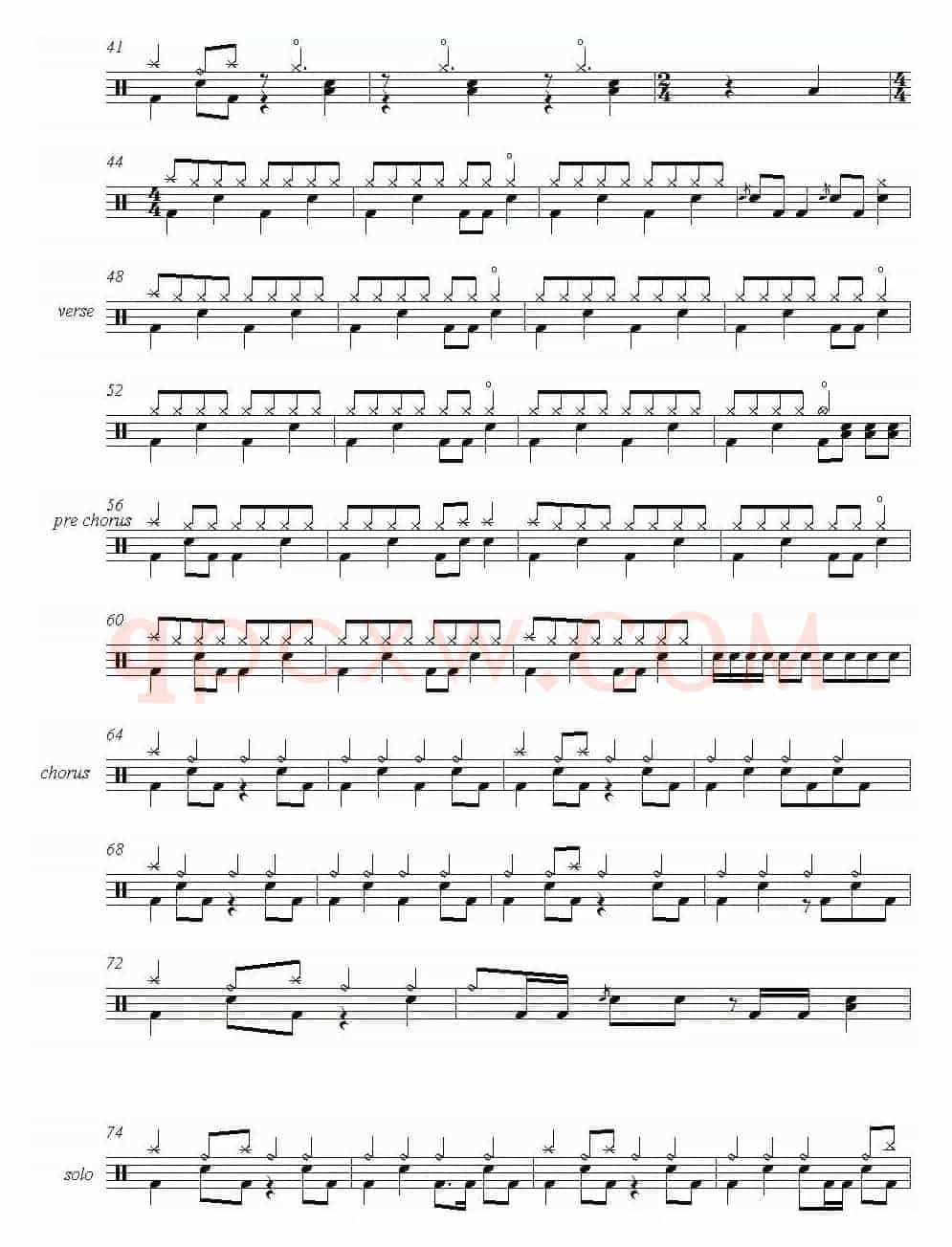 爵士鼓谱：Bon Jovi - Shot Through The Heart