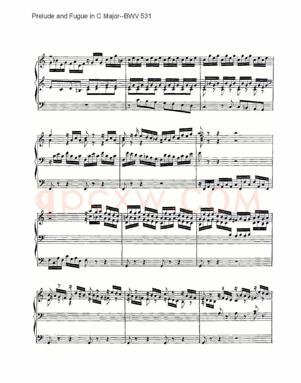 Prelude and Fugue in C Major--BWV 531 (管风琴谱)