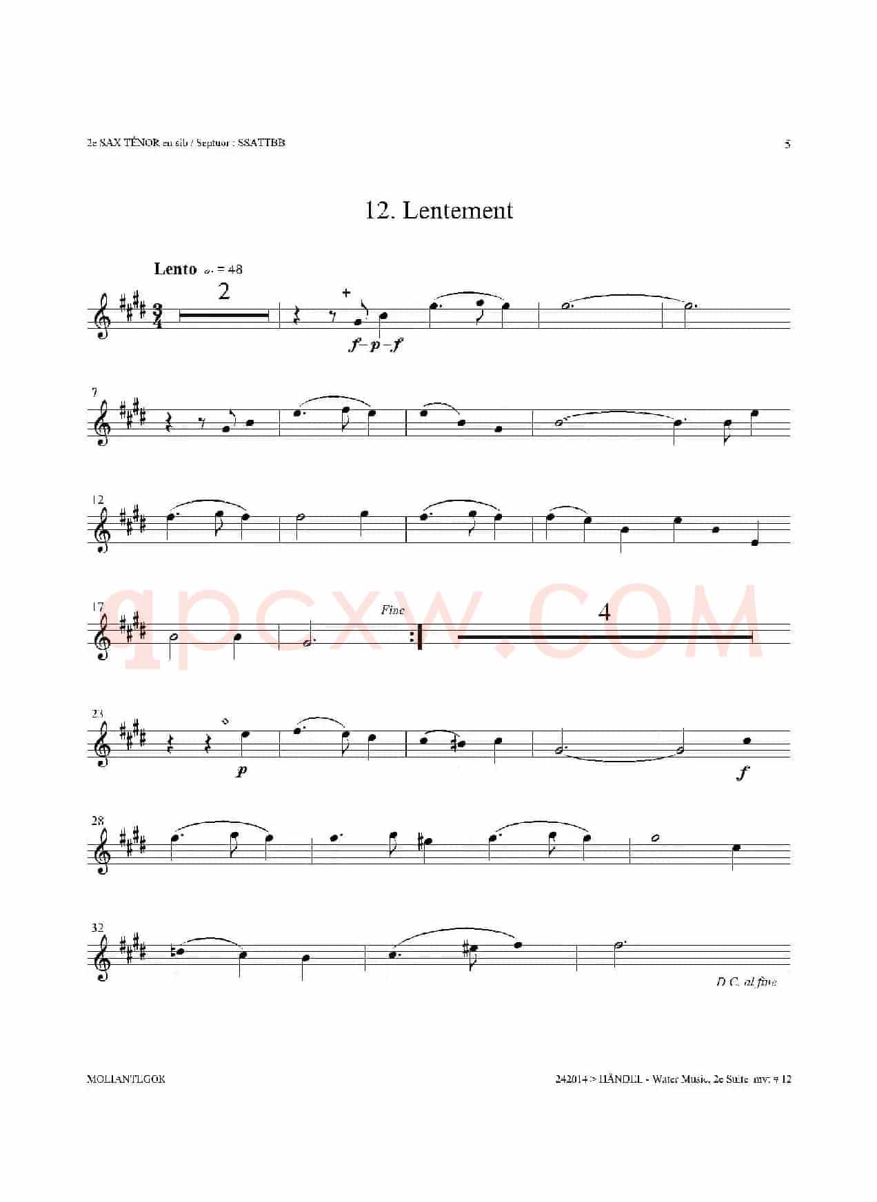 Water Music（HWV.349 No.2）（第二次中音萨克斯）