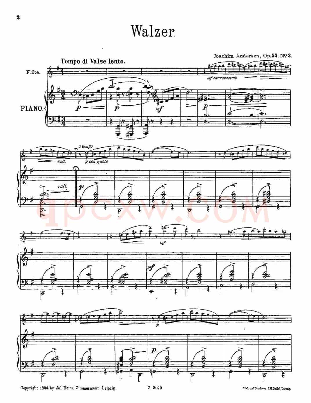 Walzer（Op.55 No.2）（长笛+钢琴伴奏）
