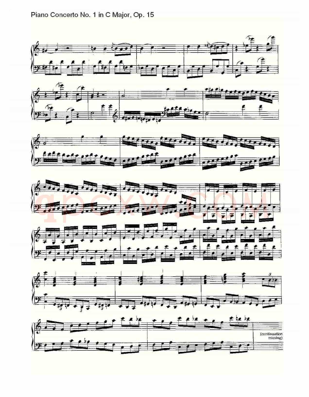 C大调钢琴第一协奏曲 Op.15 华彩乐段