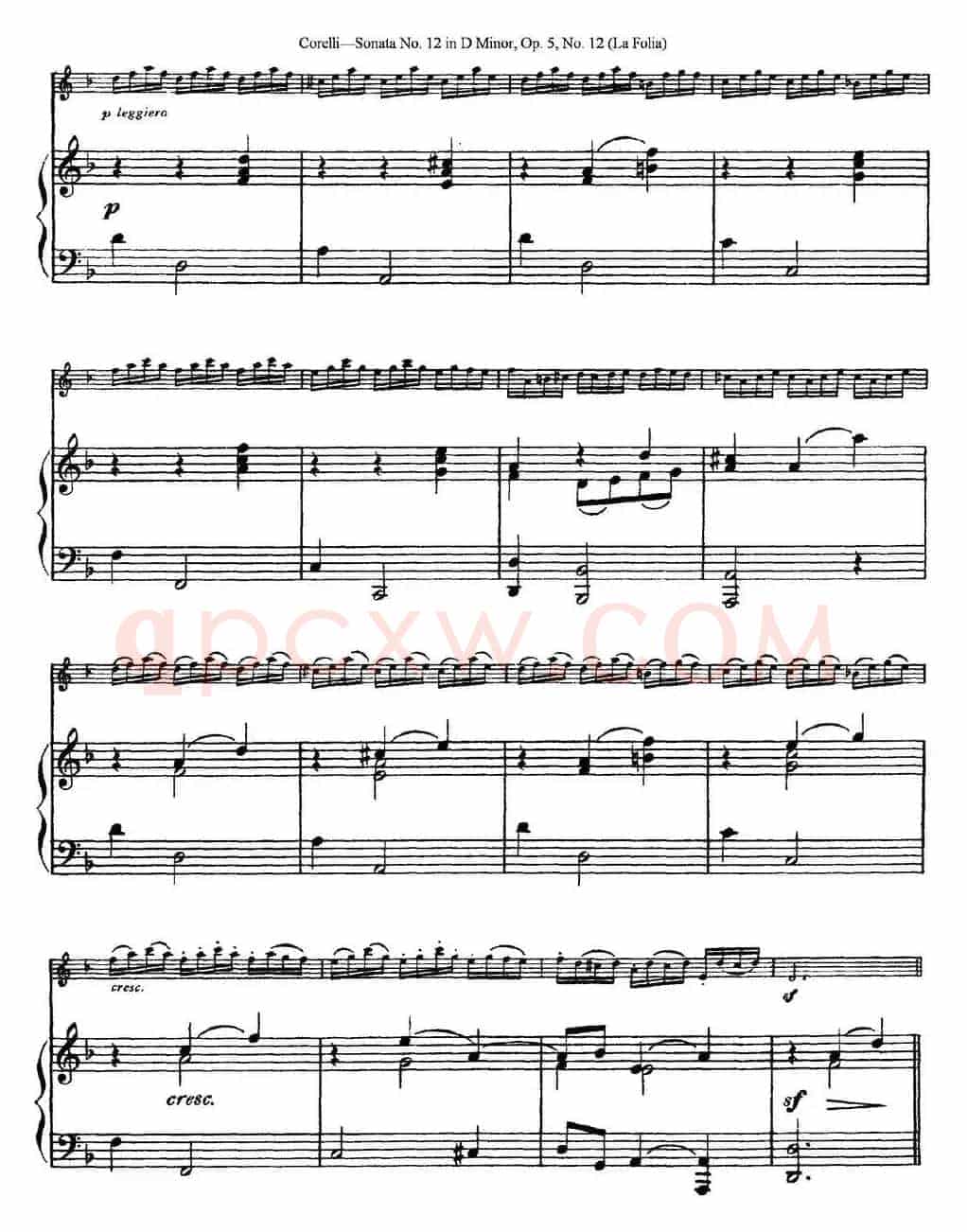 Sonata No.12 in D Minor Op.5 No.12（小提琴+钢琴伴奏）