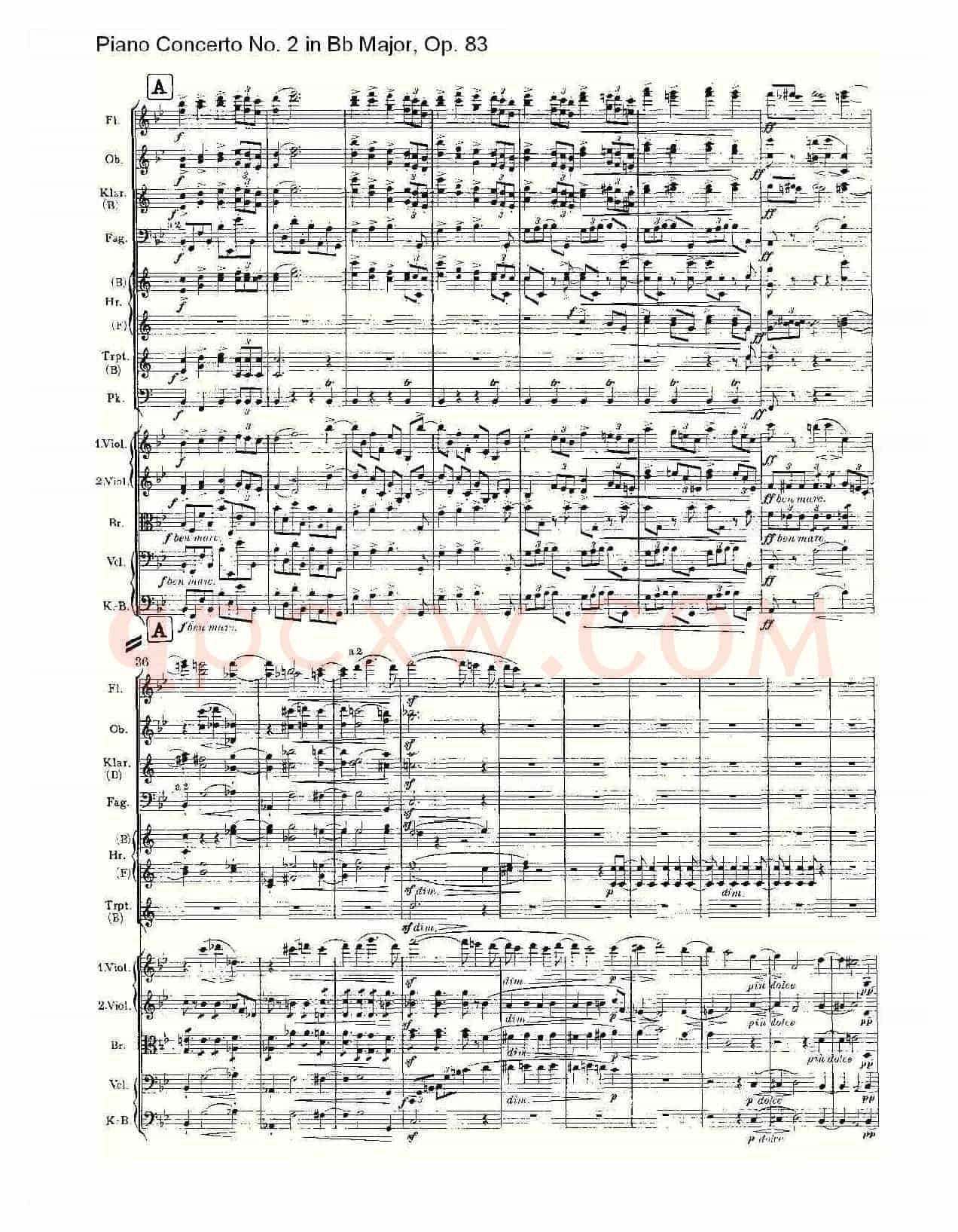 Bb大调钢琴第二协奏曲, Op.83第一乐章(一)