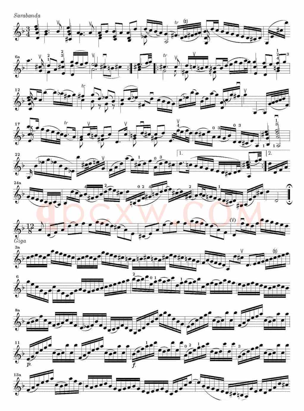 Bach Sonata BWV1004（无伴奏小提琴组曲）