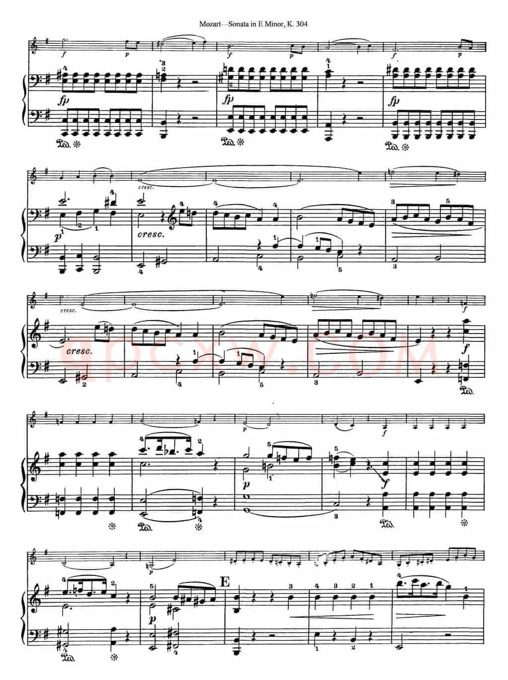 Violin Sonata in E Minor K.304（小提琴+钢琴伴奏）