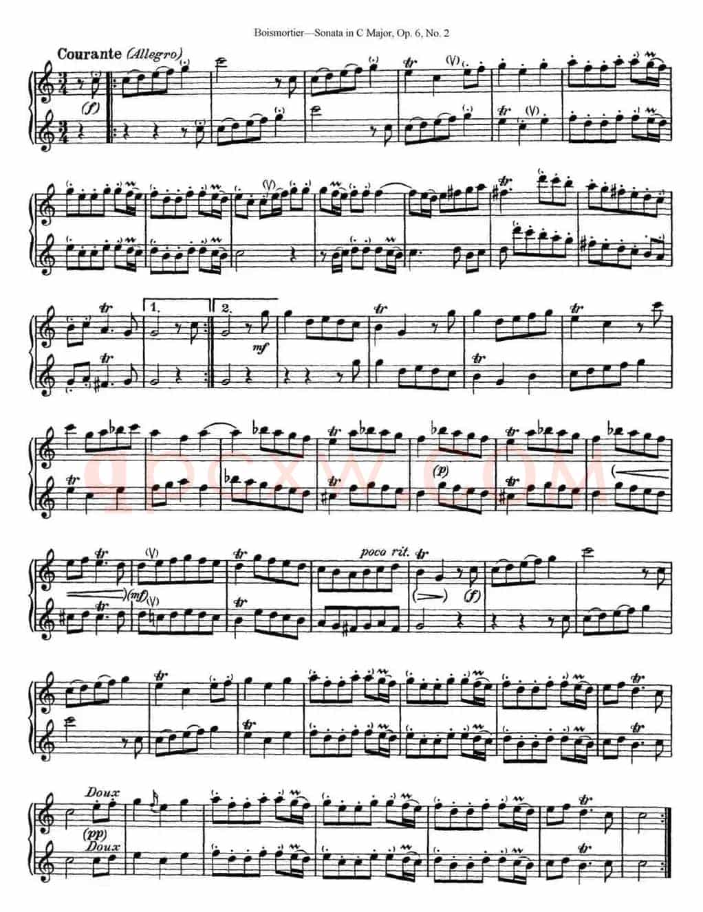 C大调双长笛奏鸣曲作品6号之2（Sonata in C Major Op.6No.2）