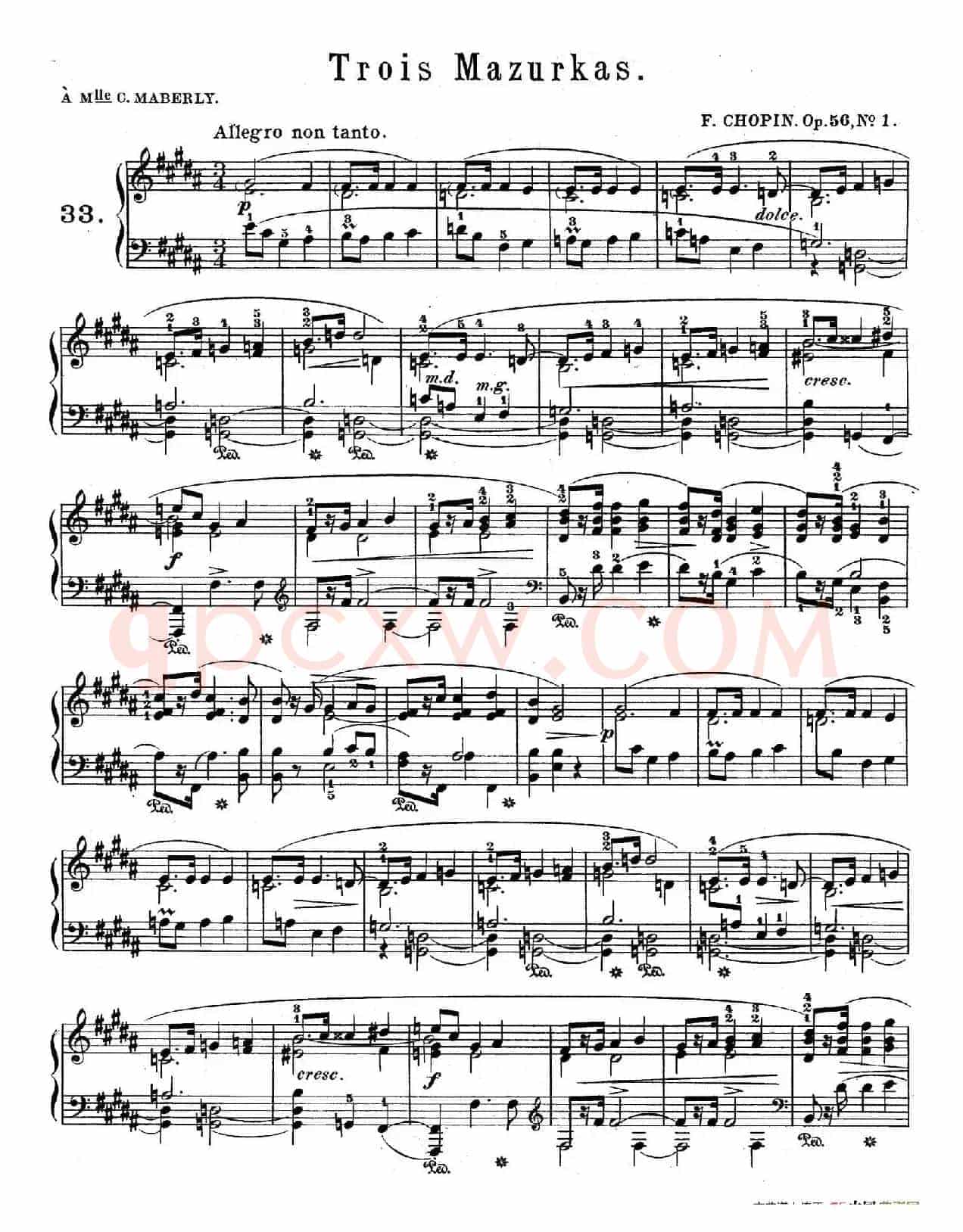 Trois Mazurkas Op.56(3首玛祖卡舞曲·1)