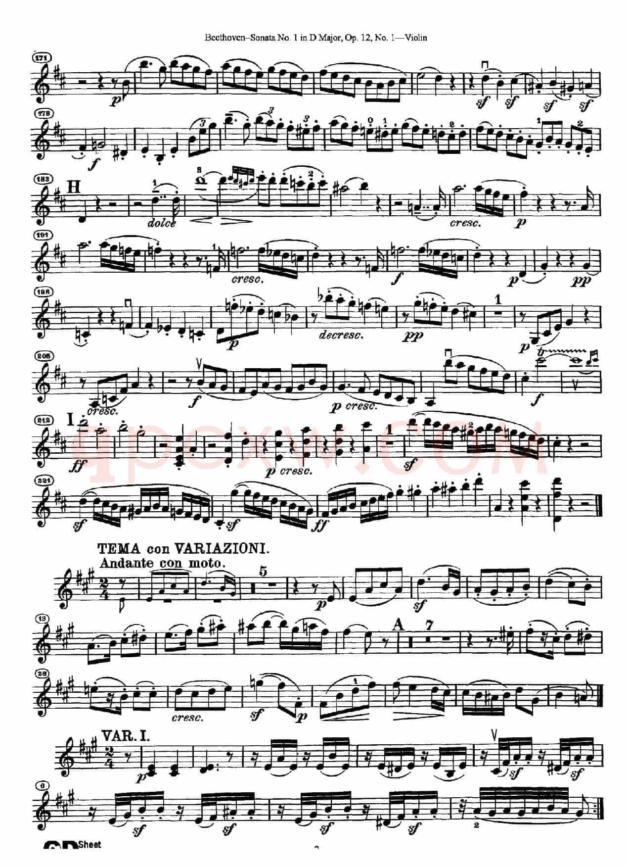 D大调第一小提琴奏鸣曲（Sonata No.1 in D Major Op.12,No.1）