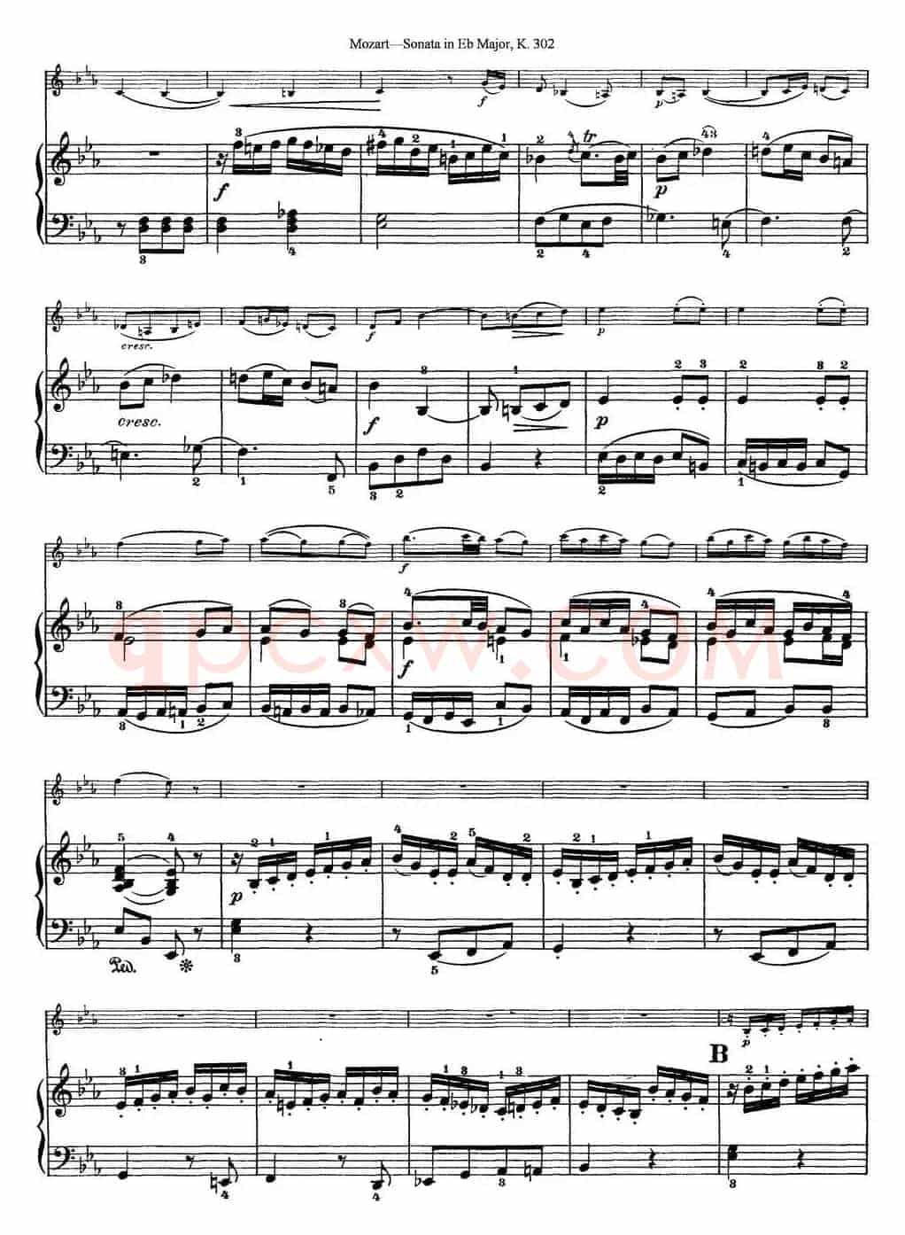 Violin Sonata in Eb Major K.302（小提琴+钢琴伴奏）