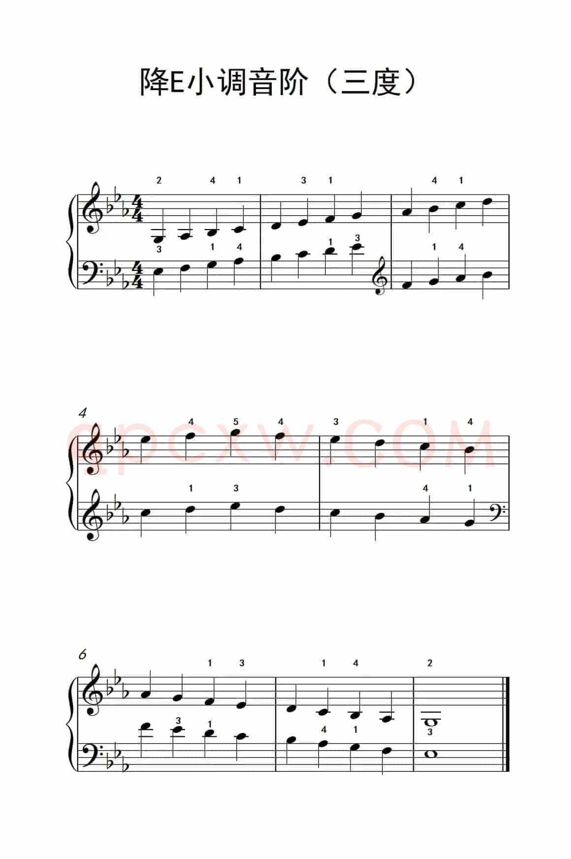 降E小调音阶（三度）（孩子们的钢琴音阶、和弦与琶音 2）