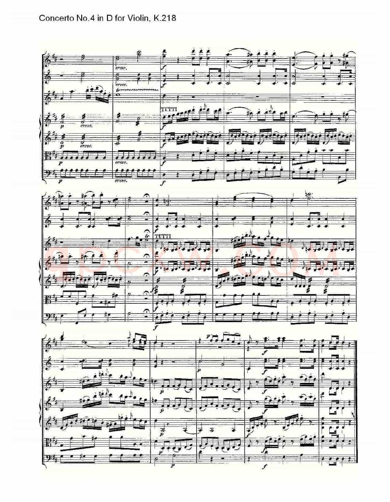 Concerto No.4 in D for Violin, K.218（D调小提琴第四协奏曲，K）