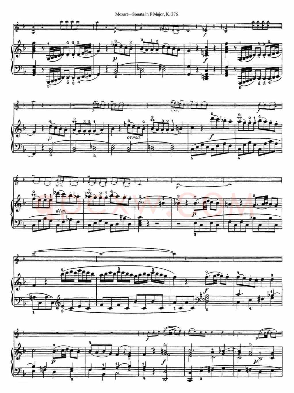 Violin Sonata in F Major K.376（小提琴+钢琴伴奏）