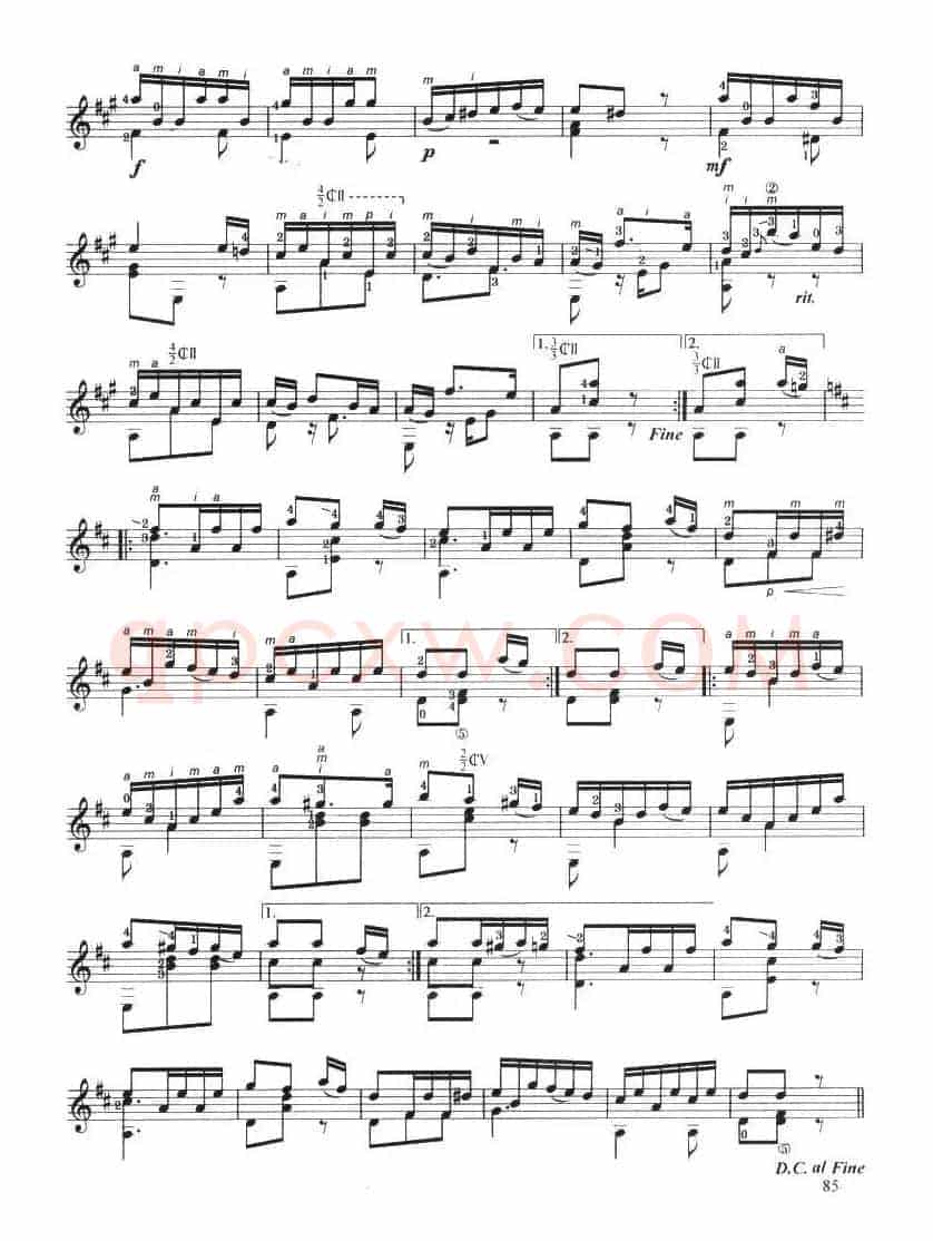 古典吉他考级六级外国乐曲B组（4首）