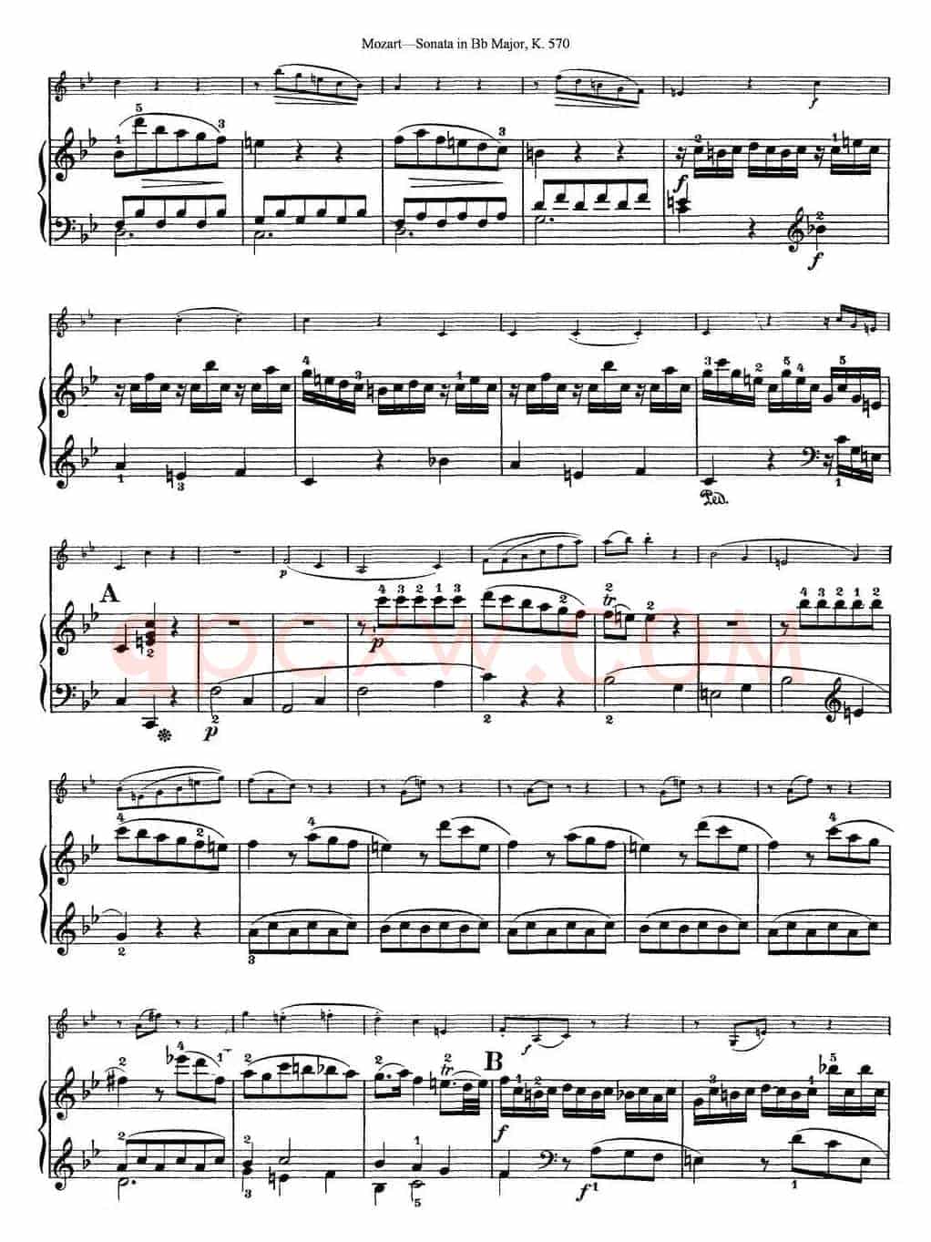 Violin Sonata in Bb Major K.570（小提琴+钢琴伴奏）