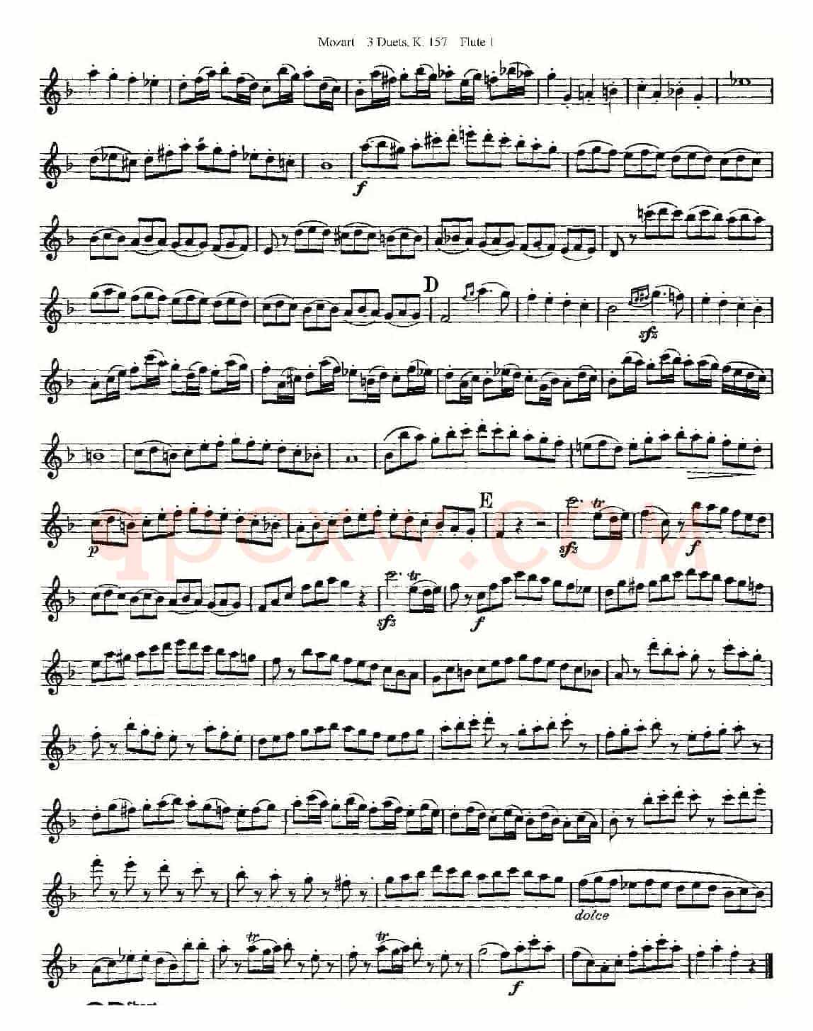 3 Duets K.157 之第一长笛（二重奏三首 K157号）