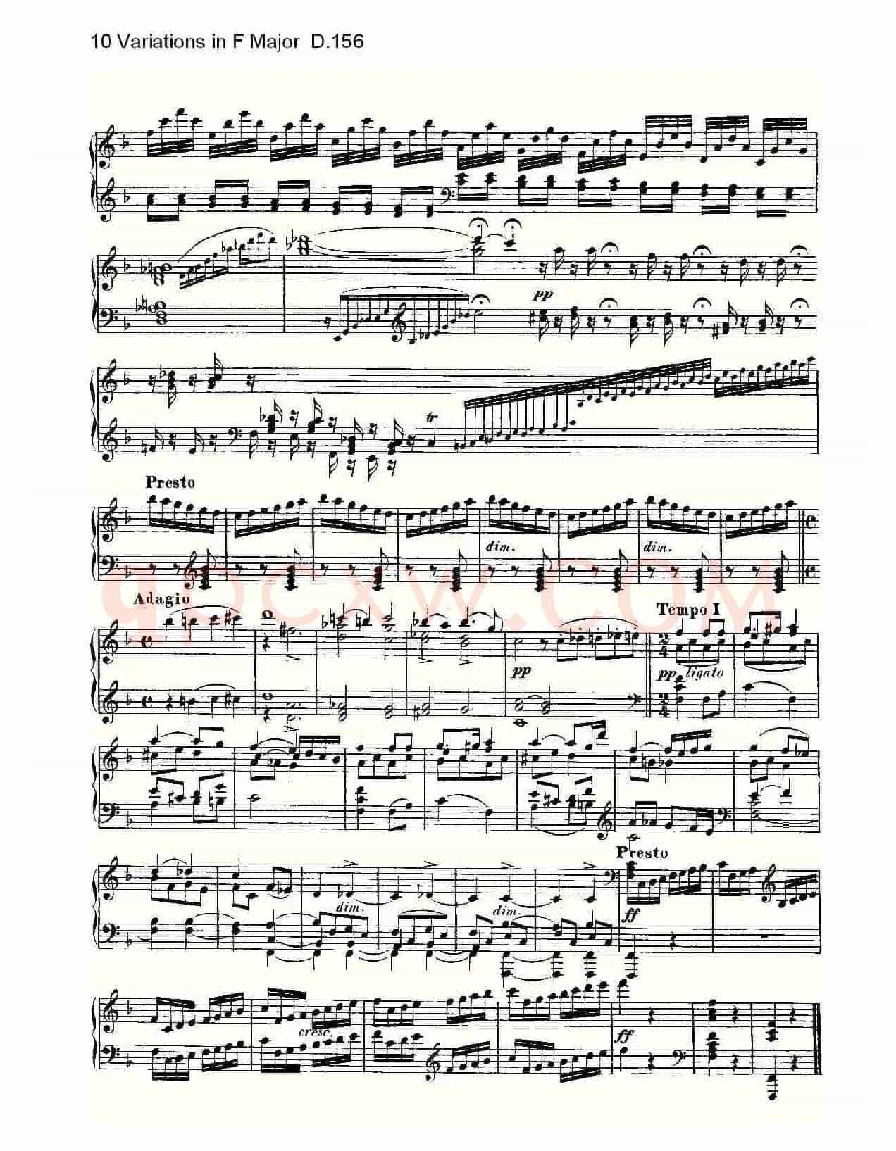 10 Variations in F Major D.156（F大调10变奏曲 D.156）