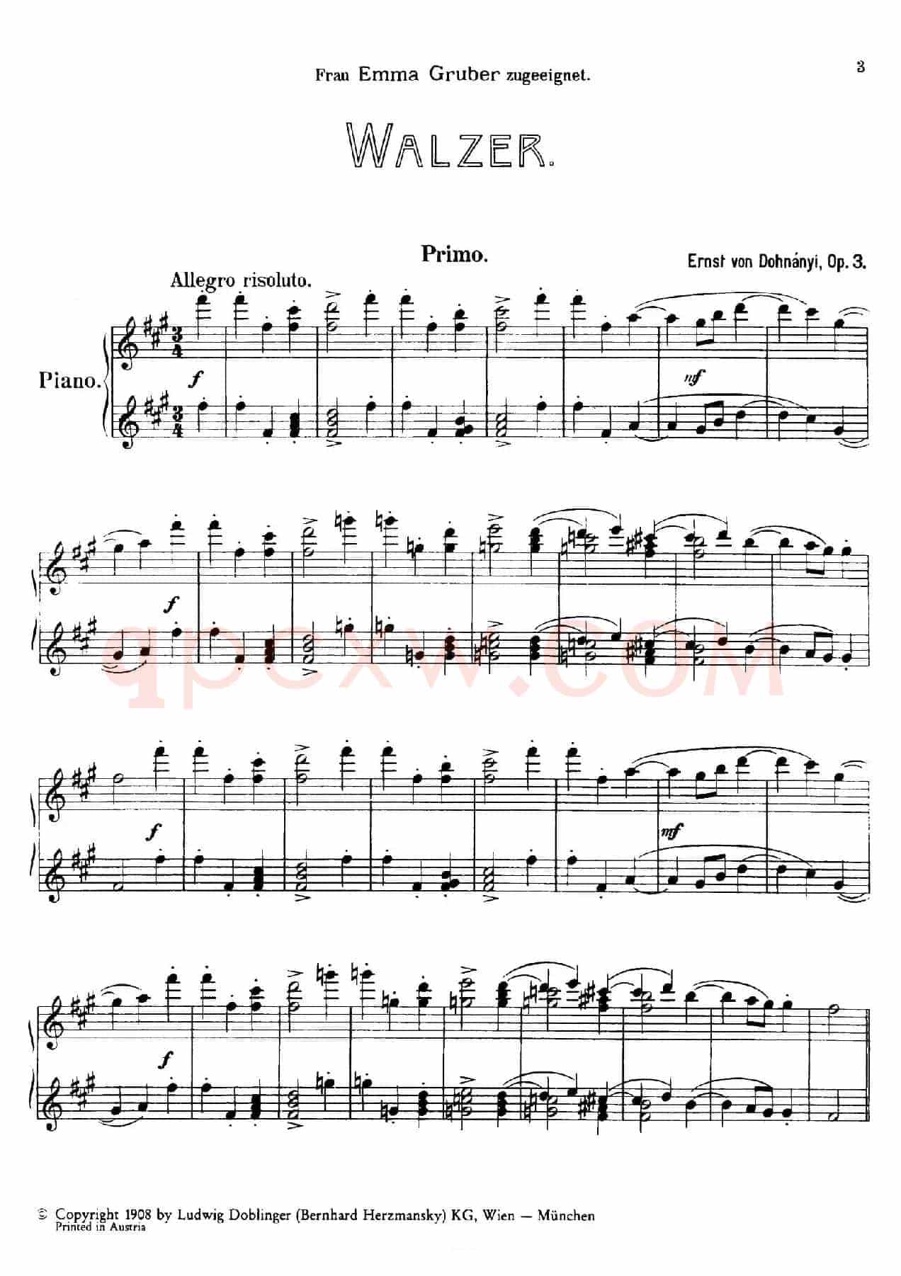Walzer Op.3 - 4 hands（圆舞曲·四手联弹）