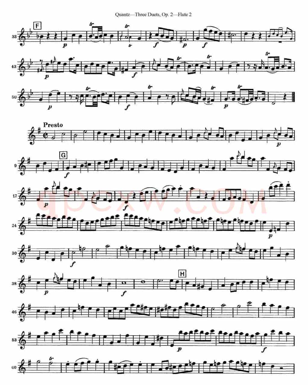 匡茨G大调长笛二重奏Op.2——Flute 2（No.1）