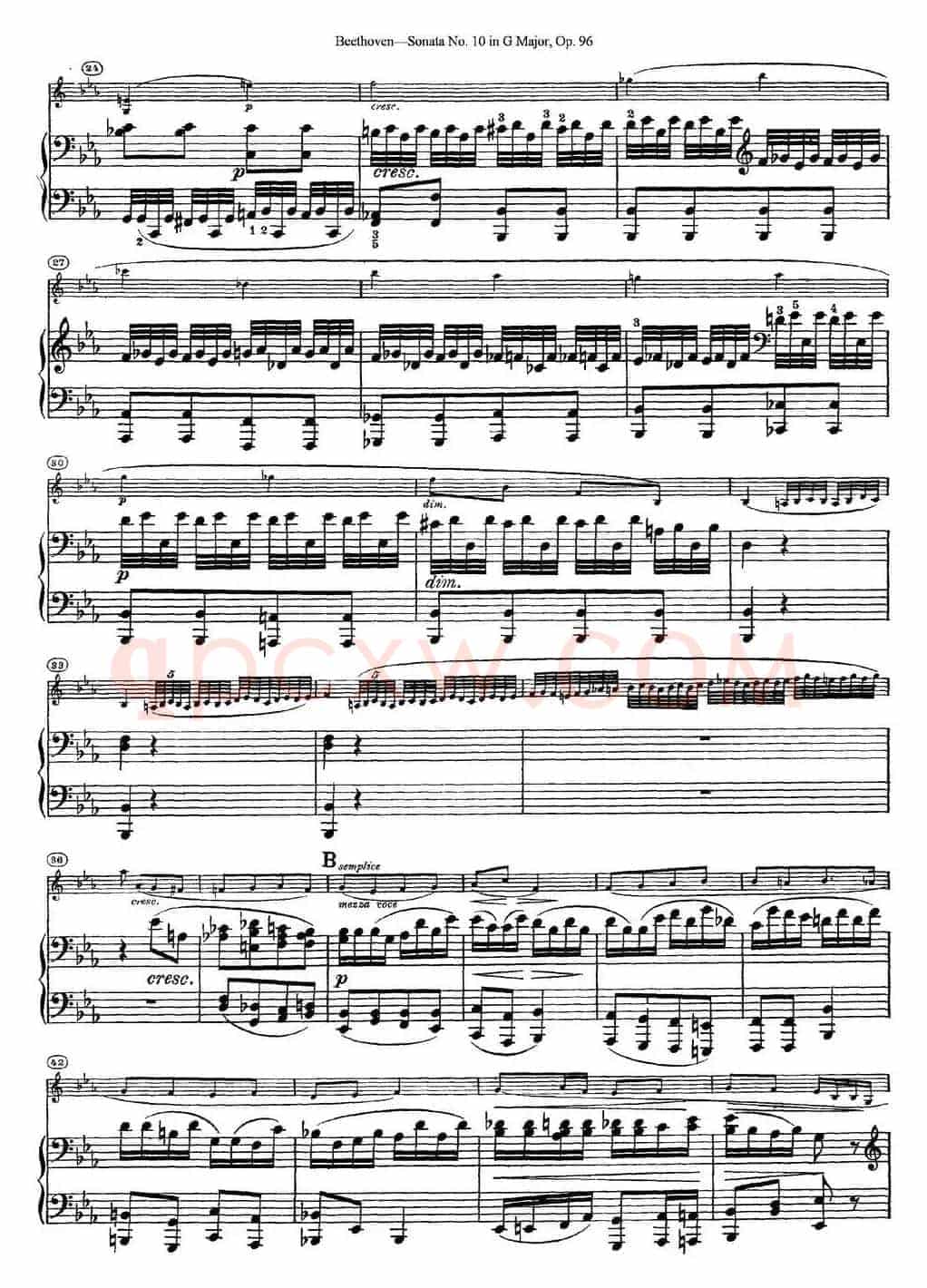 Violin Sonata No.10 in G Major Op.96（小提琴+钢琴伴奏）