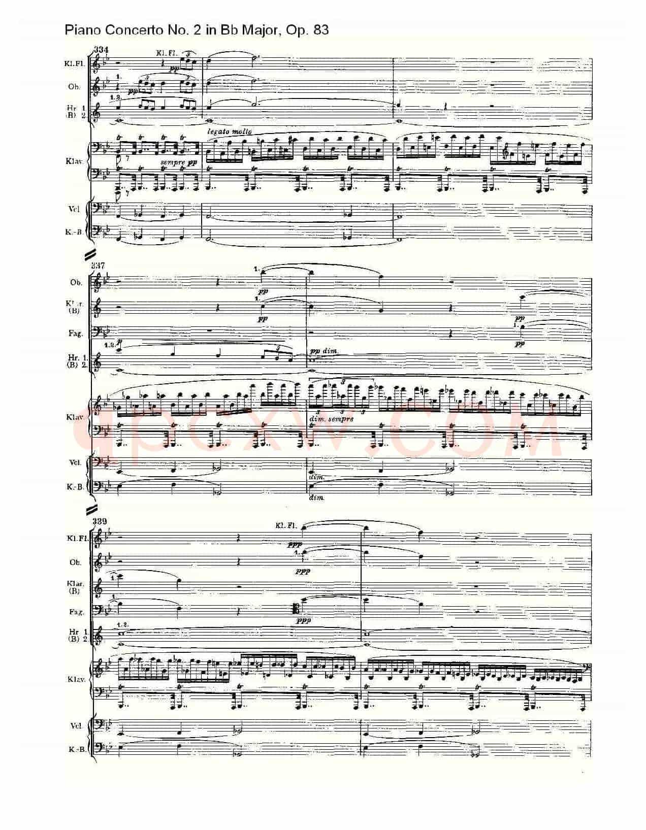 Bb大调钢琴第二协奏曲, Op.83第一乐章(二)