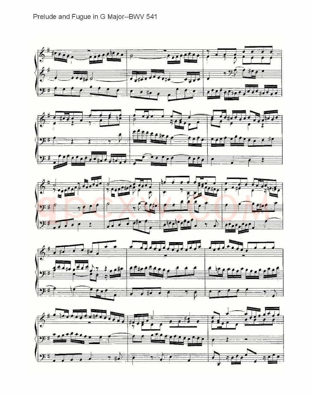 Prelude and Fugue in G Major--BWV 541 (管风琴谱)