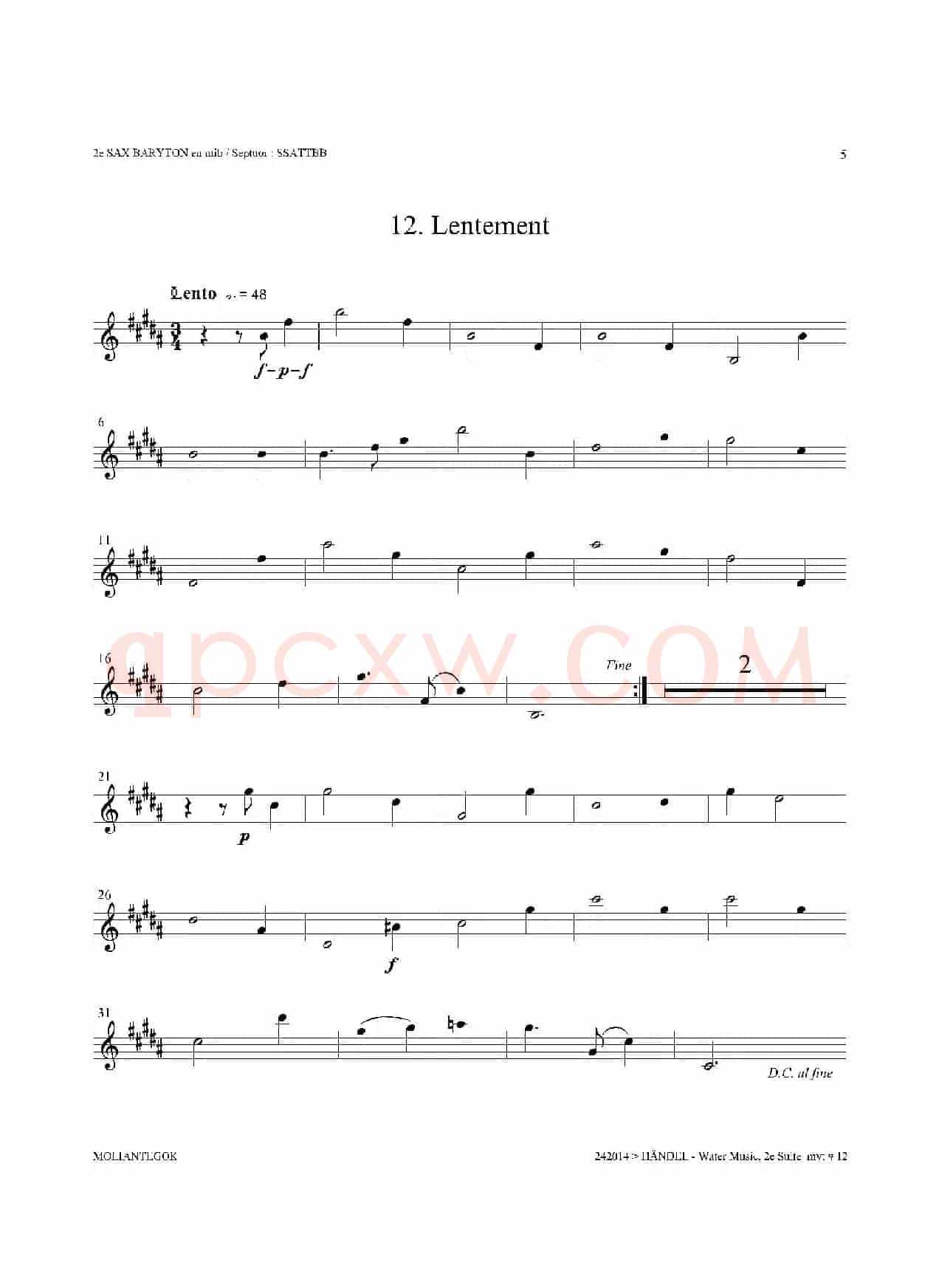 Water Music（HWV.349 No.2）（第二上低音萨克斯）