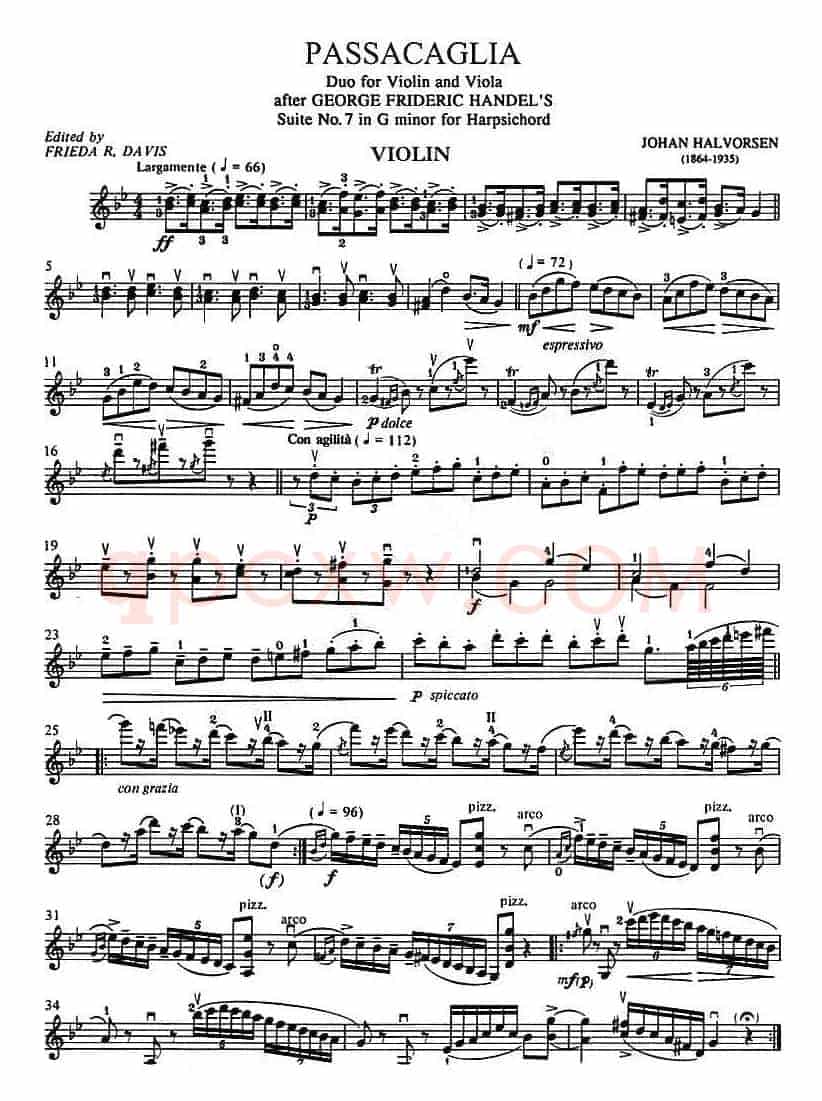 Passacaglia（帕萨卡利亚）（二重奏小提琴分谱）