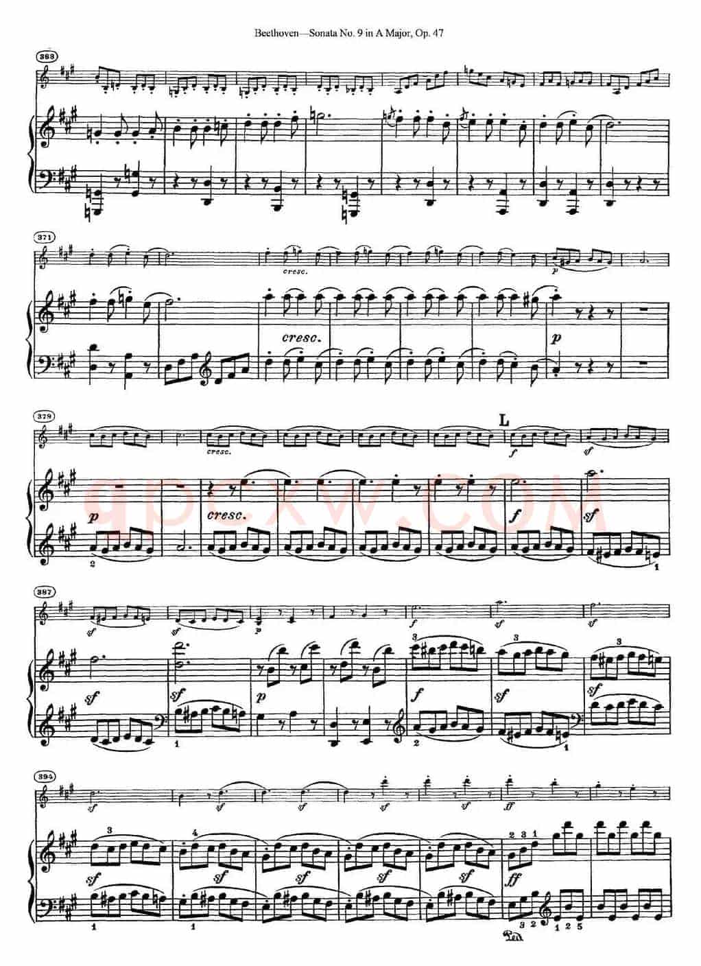 Violin Sonata No.9 in A Major Op.47（小提琴+钢琴伴奏）