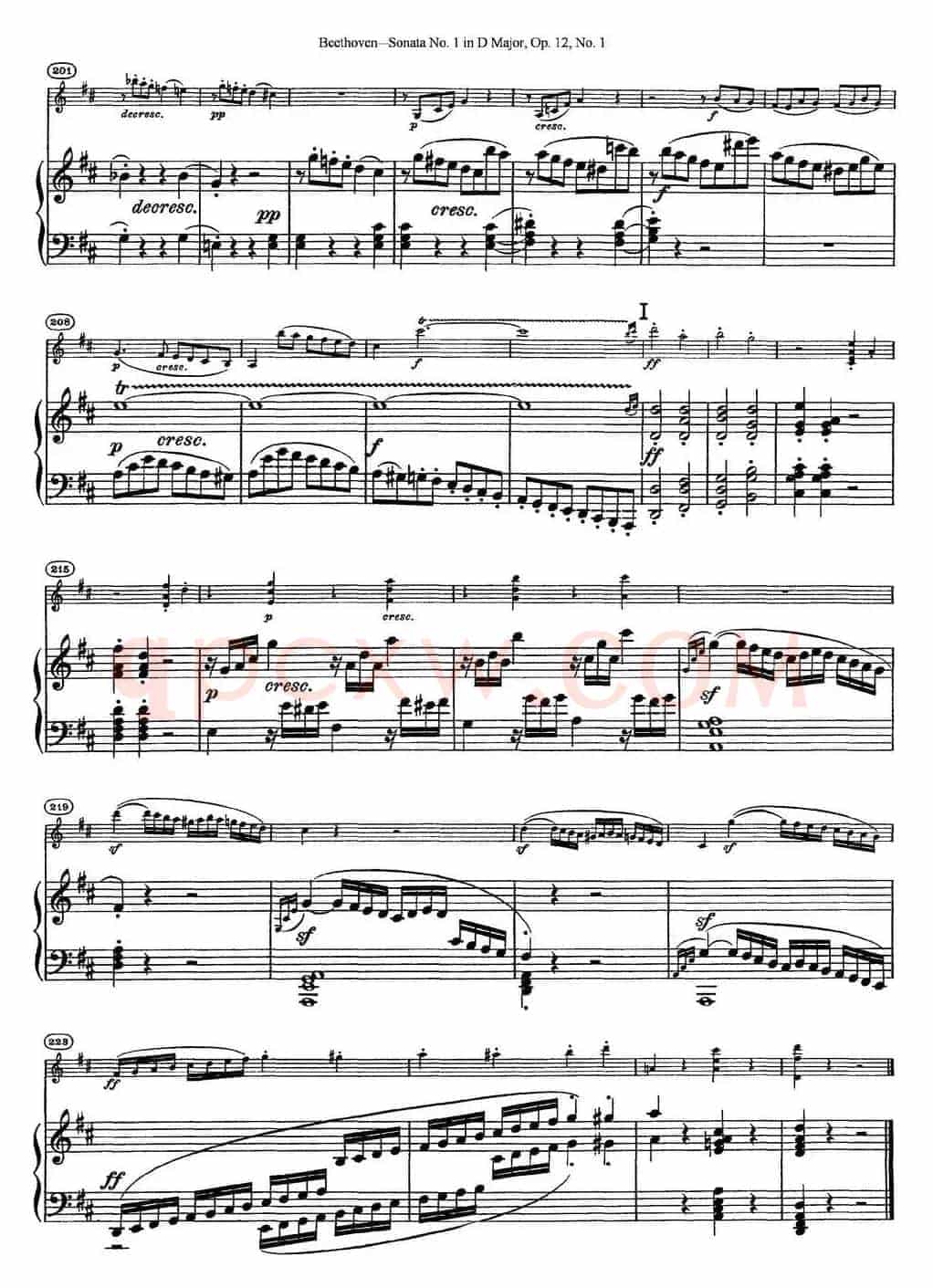 Violin Sonata No.1 in D Major Op.12 No.1（小提琴+钢琴伴奏）