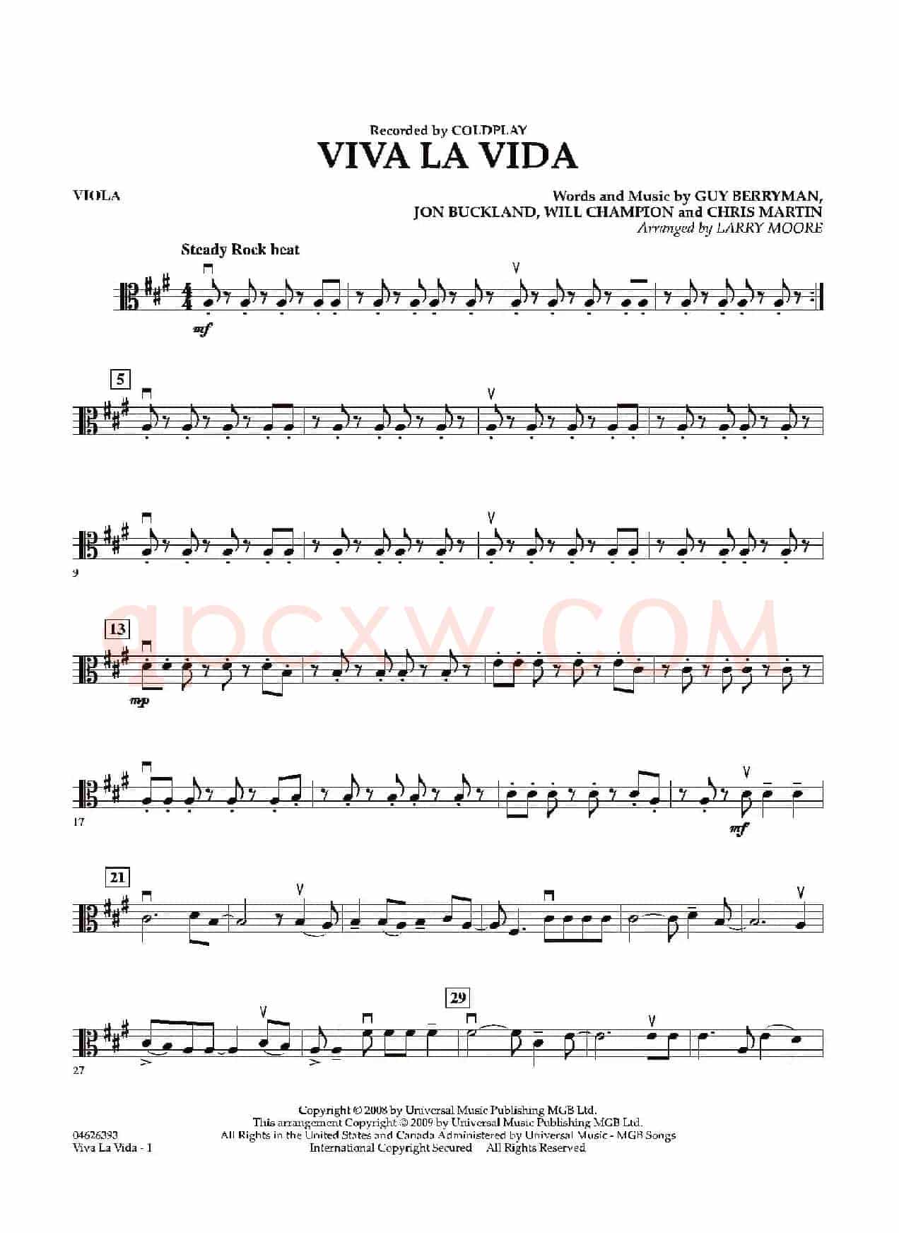 VIVA LA VIDA(中提琴分谱)