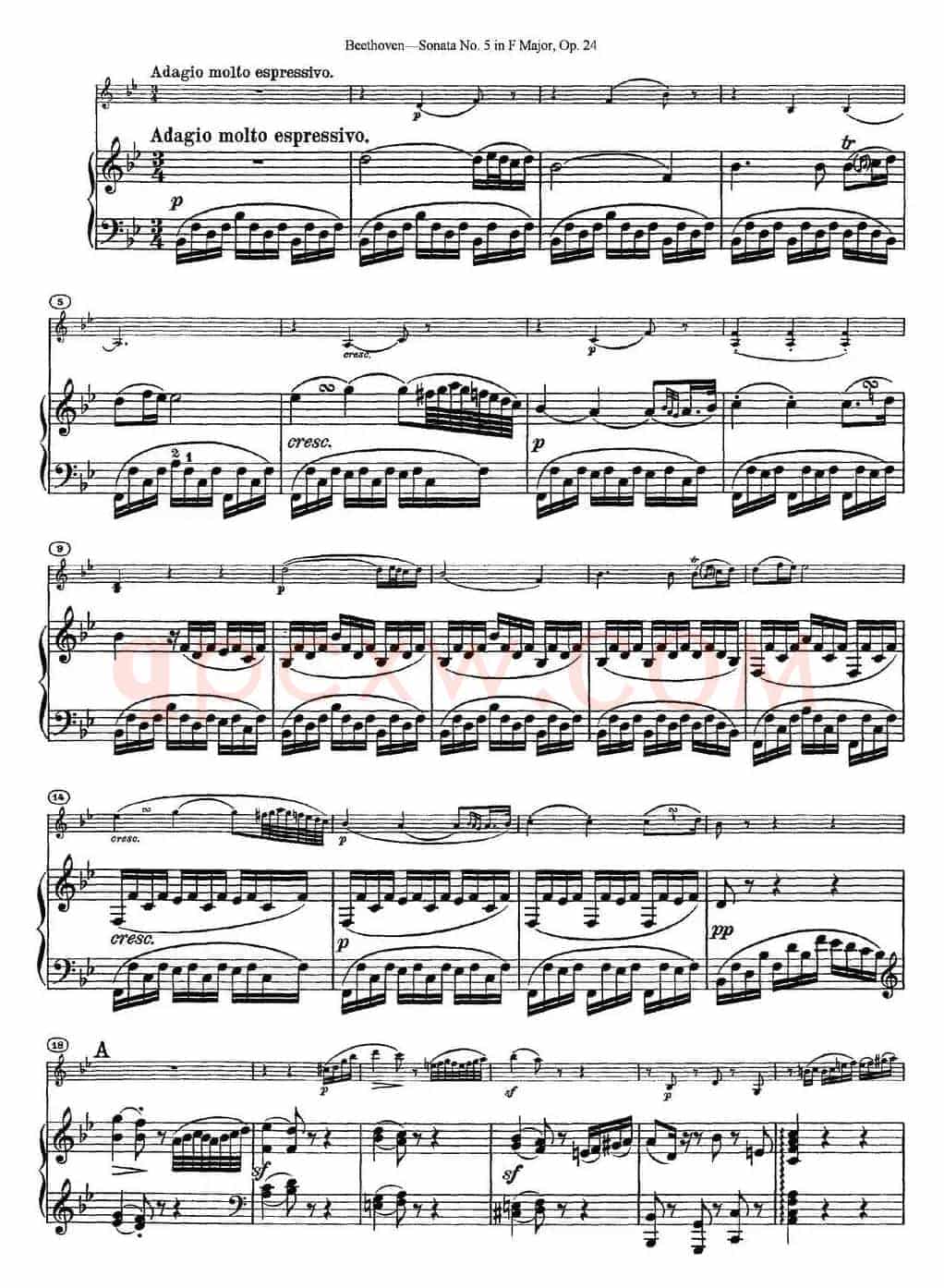 Violin Sonata No.5 in F Major Op.24（小提琴+钢琴伴奏）