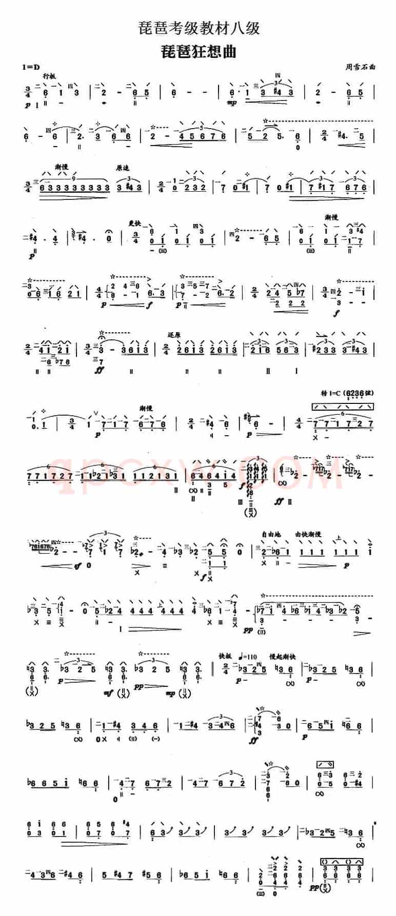 琵琶考级教材八级：琵琶狂想曲