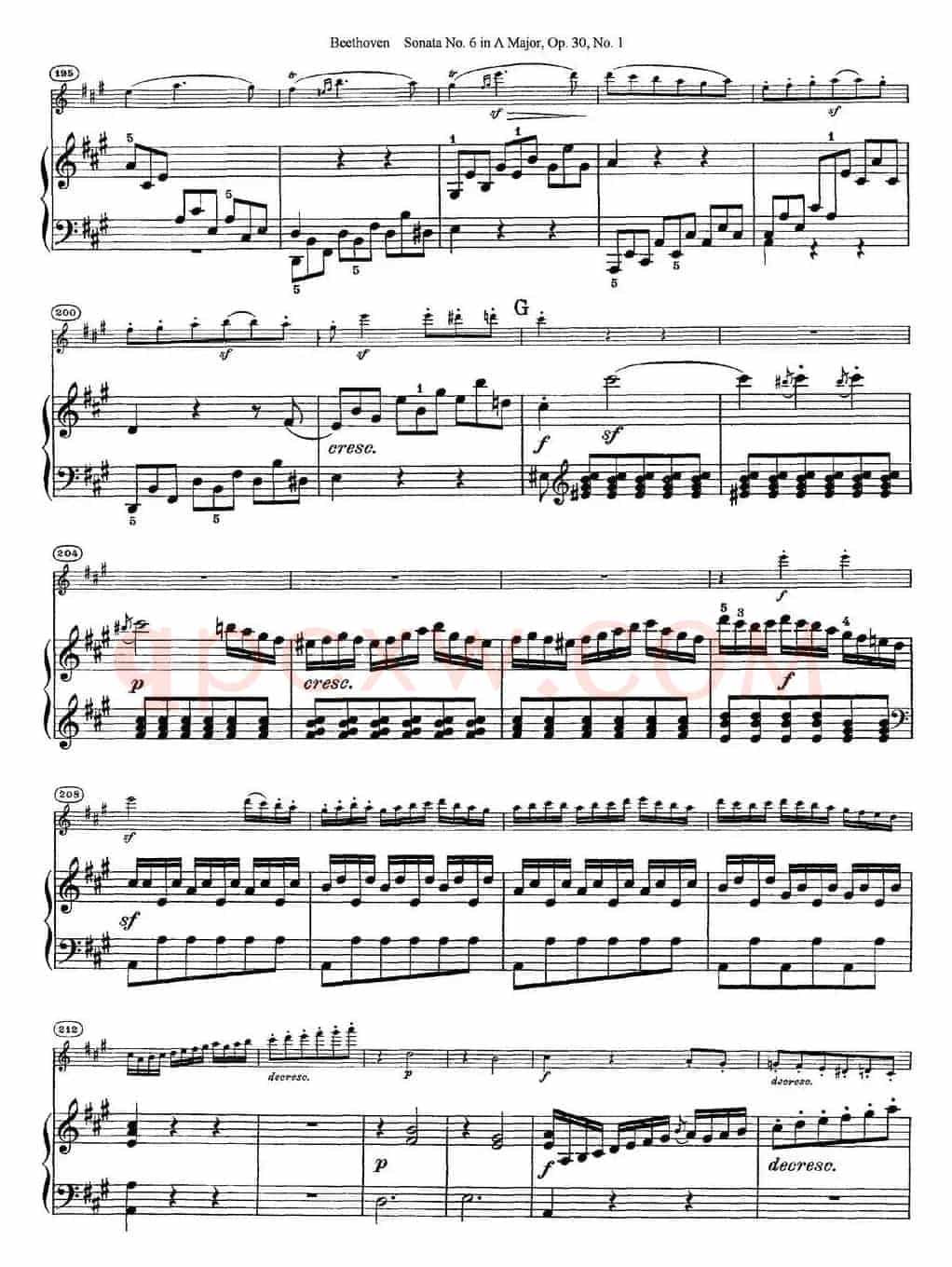 Violin Sonata No.6 in A Major Op.30 No.1（小提琴+钢琴伴奏）