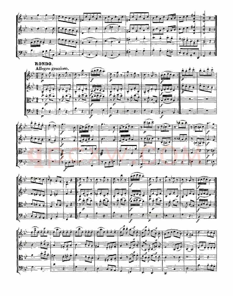 Quartet No. 6 in Bb Major, K. 159（降B大调第六弦乐四重奏）