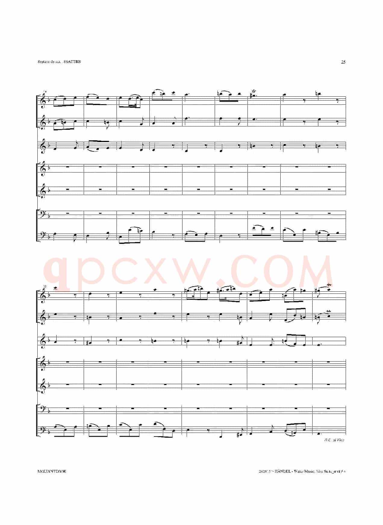 Water Music（HWV.348 No.1）（萨克斯合奏总谱）
