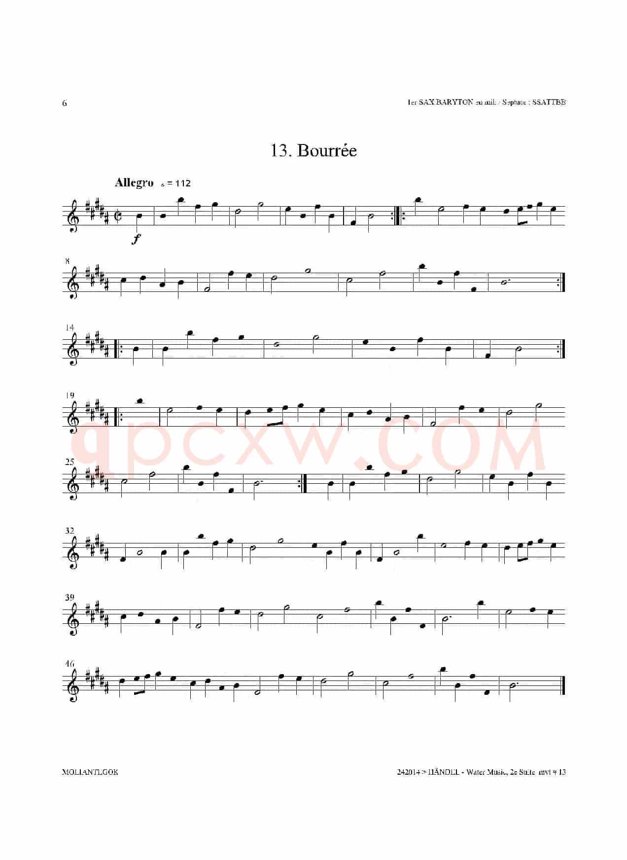 Water Music（HWV.349 No.2）（第一上低音萨克斯）