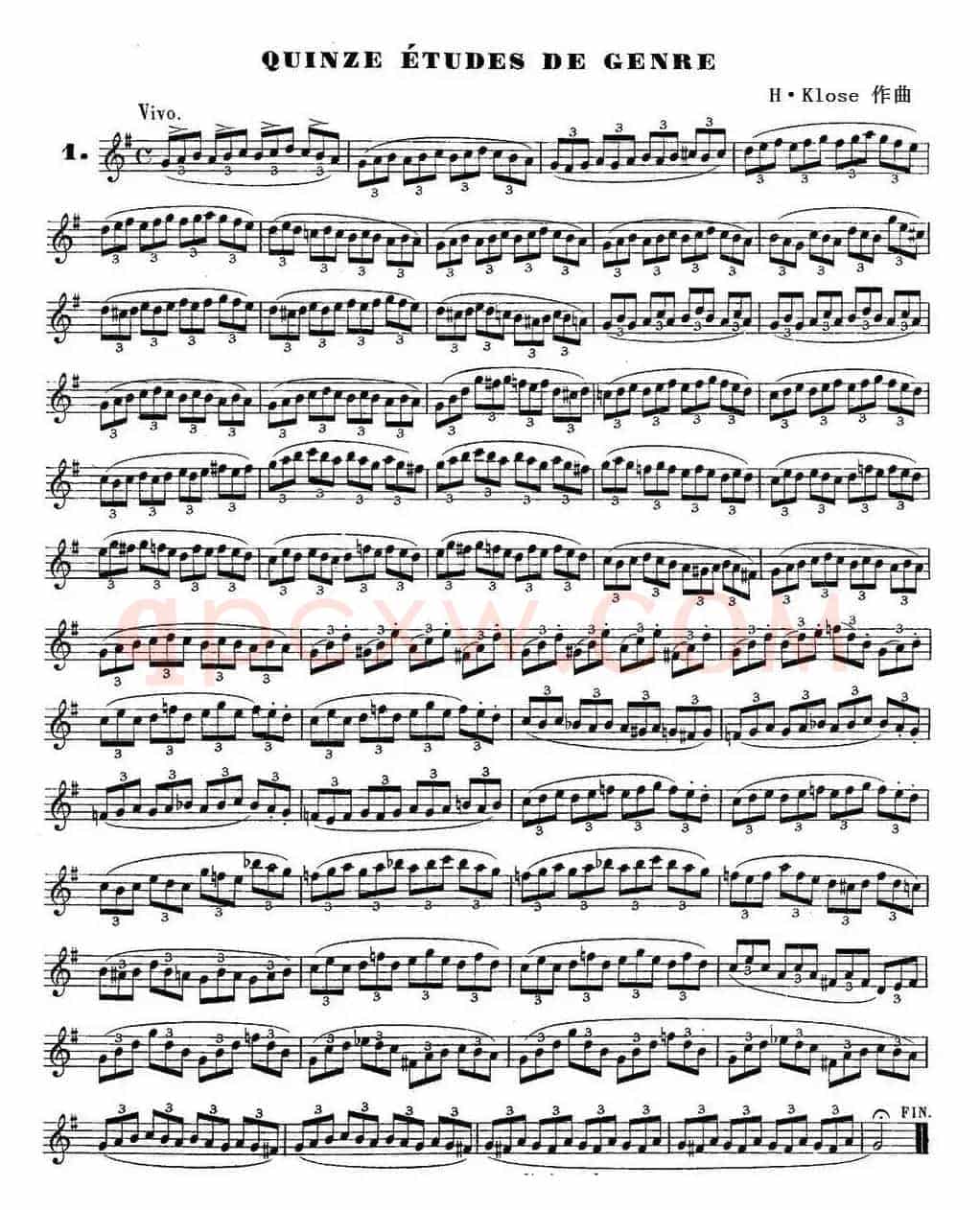 H·Klose练习曲（Quinze etudes de genre—1）